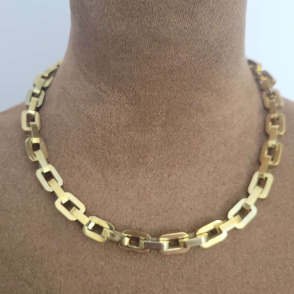 Eddie Borgo Gold Tone Large Link Chain Necklace 17 Inch Minimalist